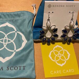 Kendra Scott Silver w/Blue & White Stones Nyla Large Teardrop Earrings